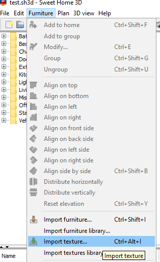 import textures in sweethome3d