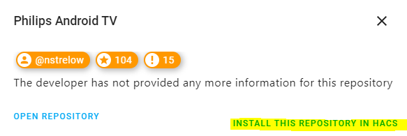 Android TV dans HACS